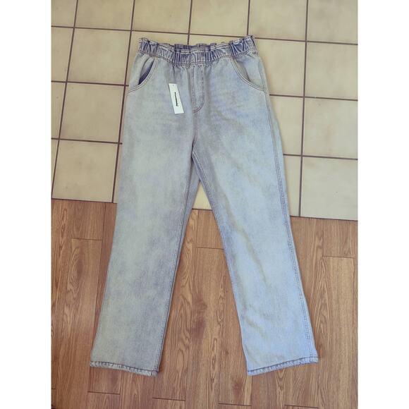TOPSHOP High Rise Elastic Waist Pull On Jeans Straight Leg Retro Style Size 33 - Picture 8 of 10